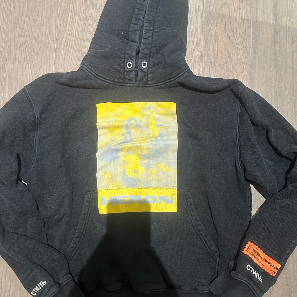 Heron Preston Black Hoodie With Orange Patch